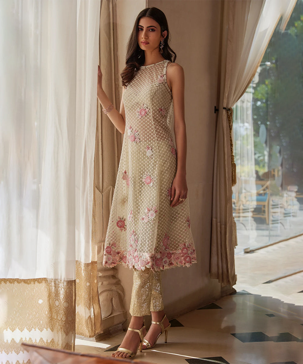 Nude and Pink indo western