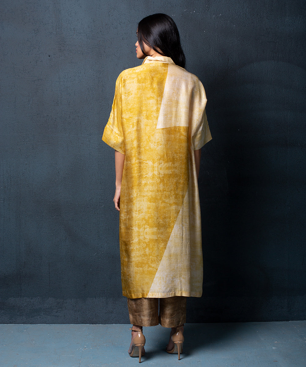 Printed kurta set in mustard yellow