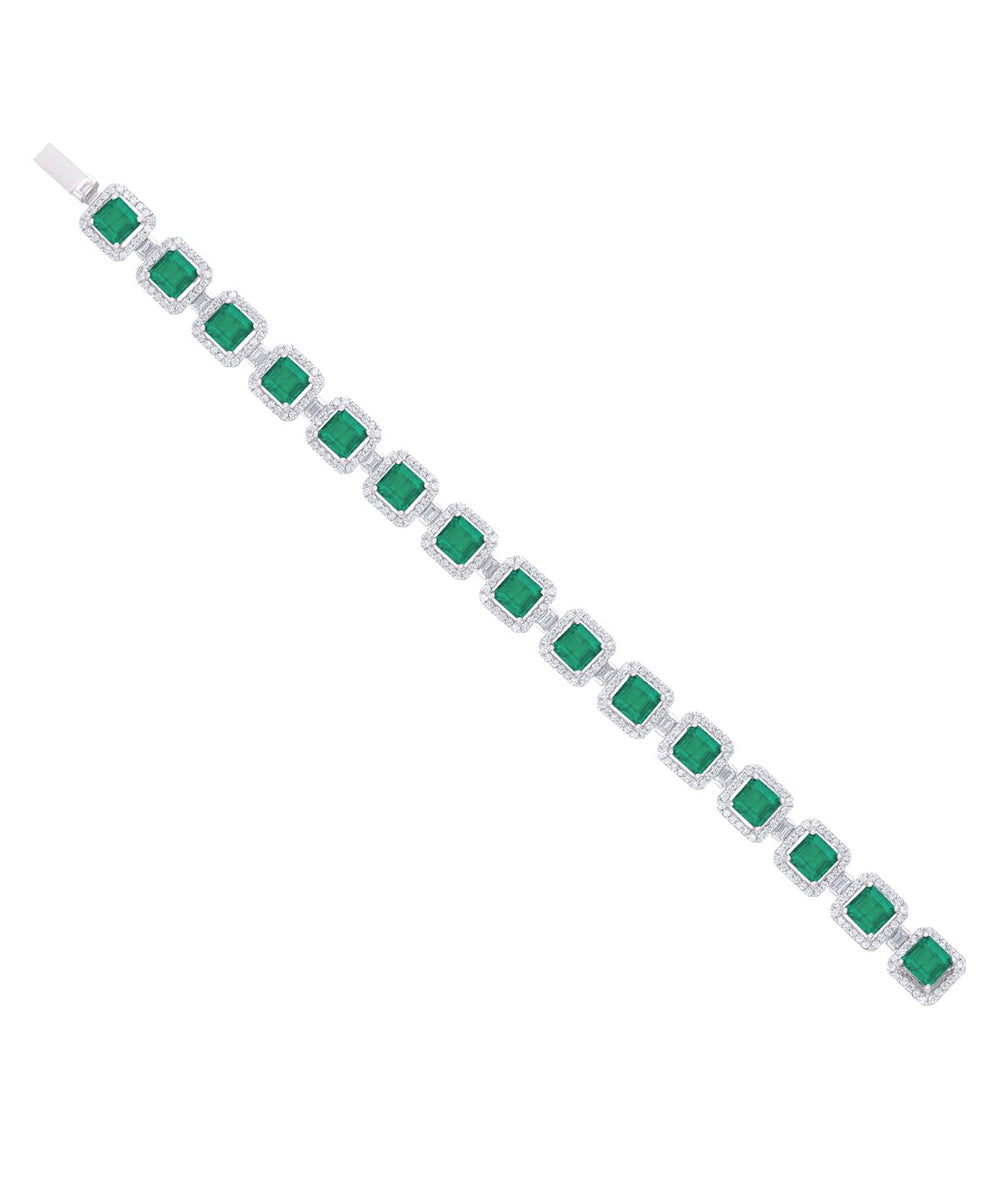 Princess Cut Emerald Halo Bracelet By Hyba Jewels