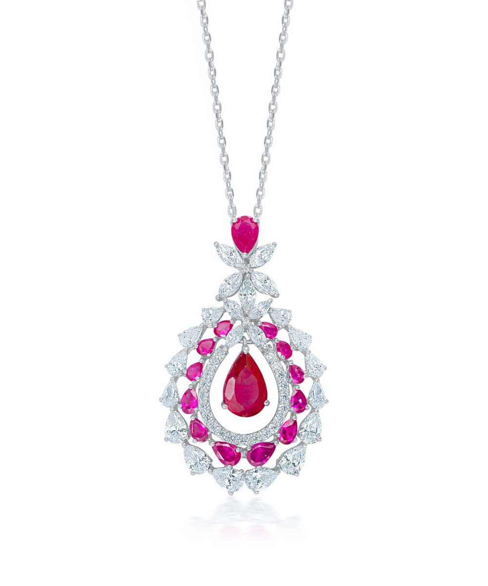 Elegant Ruby Chain Pendant By Hyba Jewels