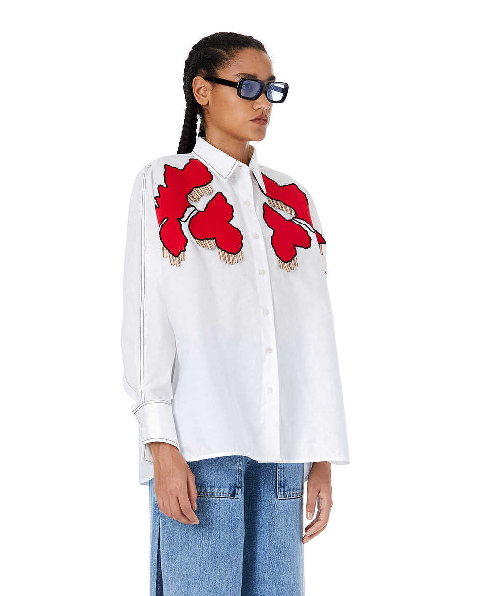 'Flower bed' appliqué shirt with loops