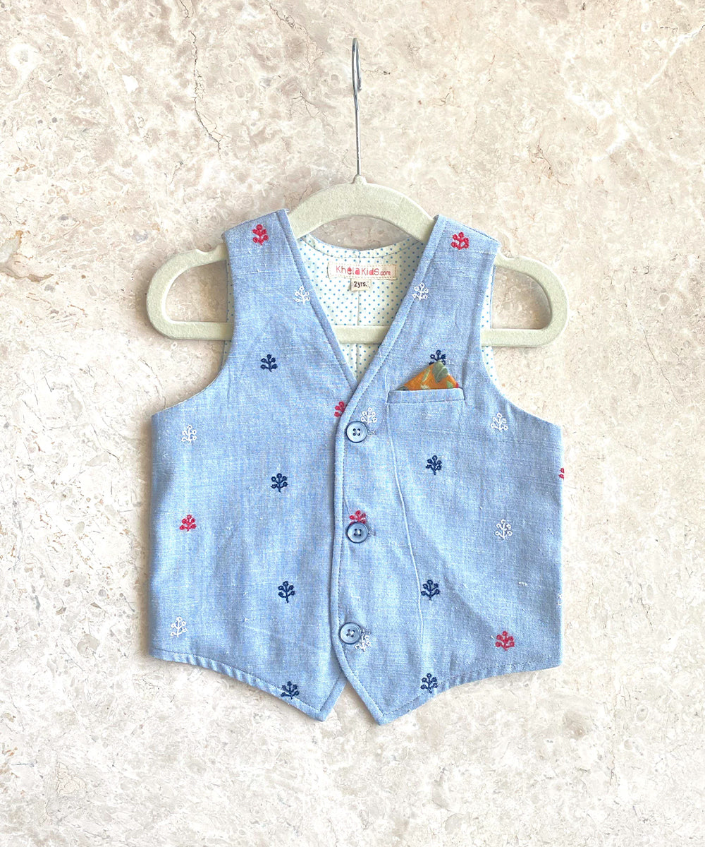 Embroidered Blue Waistcoat