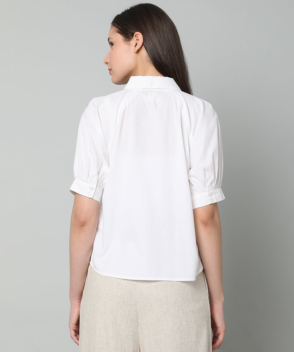 White Cotton Shirt with raglan sleeves
