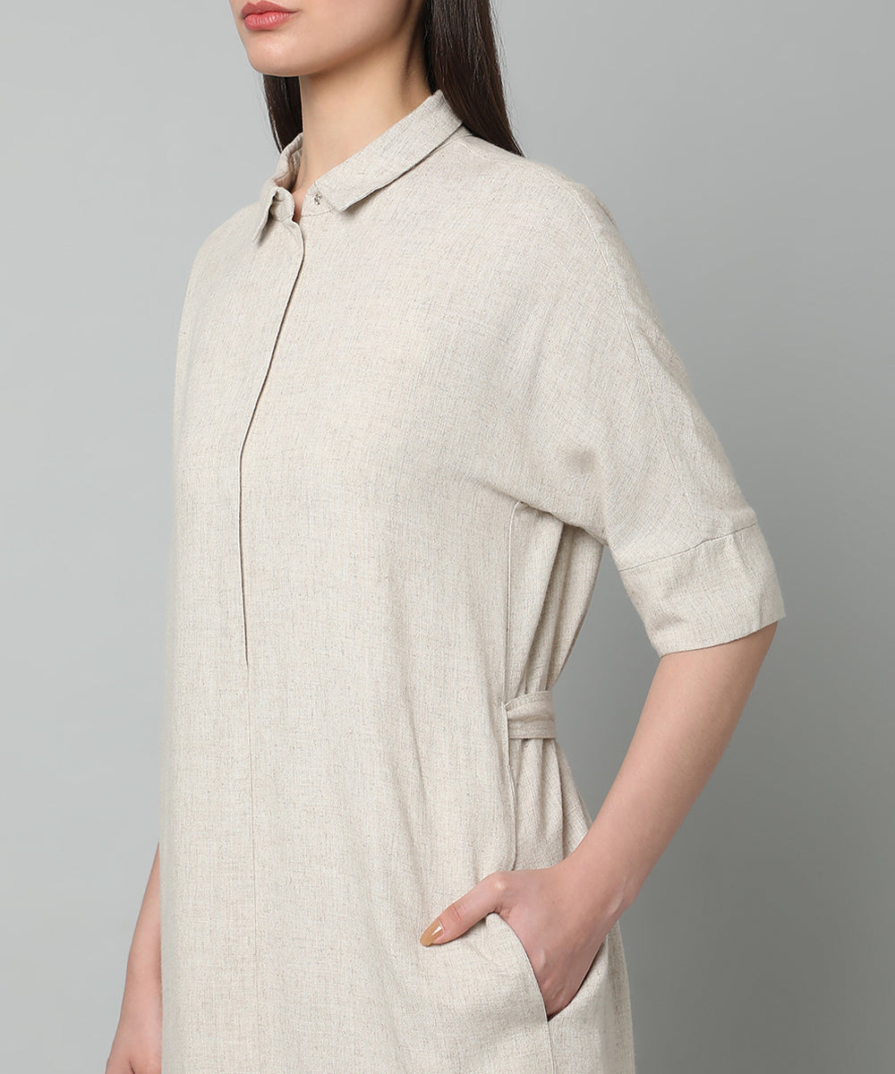 Linen Shirt Dress with Belt