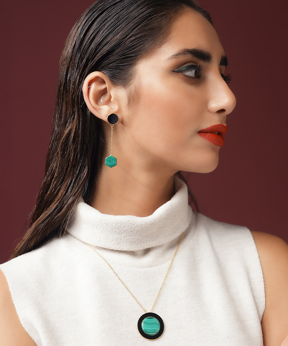 Aiane Black onyx and Malachite earring