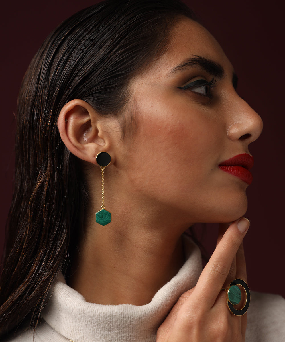 Aiane Black onyx and Malachite earring