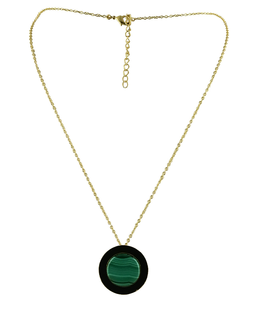 Alyssa Malachite and Black Enamel pendant