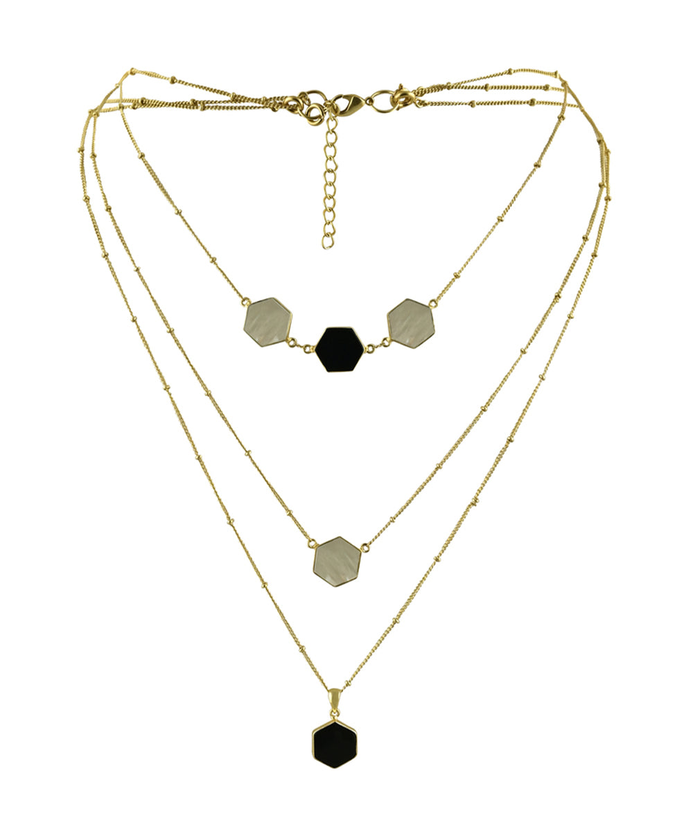 Amyra Black Onyx and White MOP Necklace