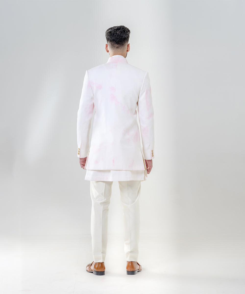 Long Asymetric Jodhpuri Paired With Kurta And Trousers