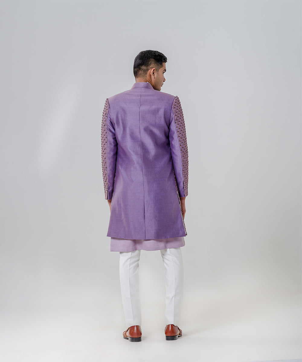 Long Open Jacket Attached Nehru Jacket Paired With Kurta And Trousers