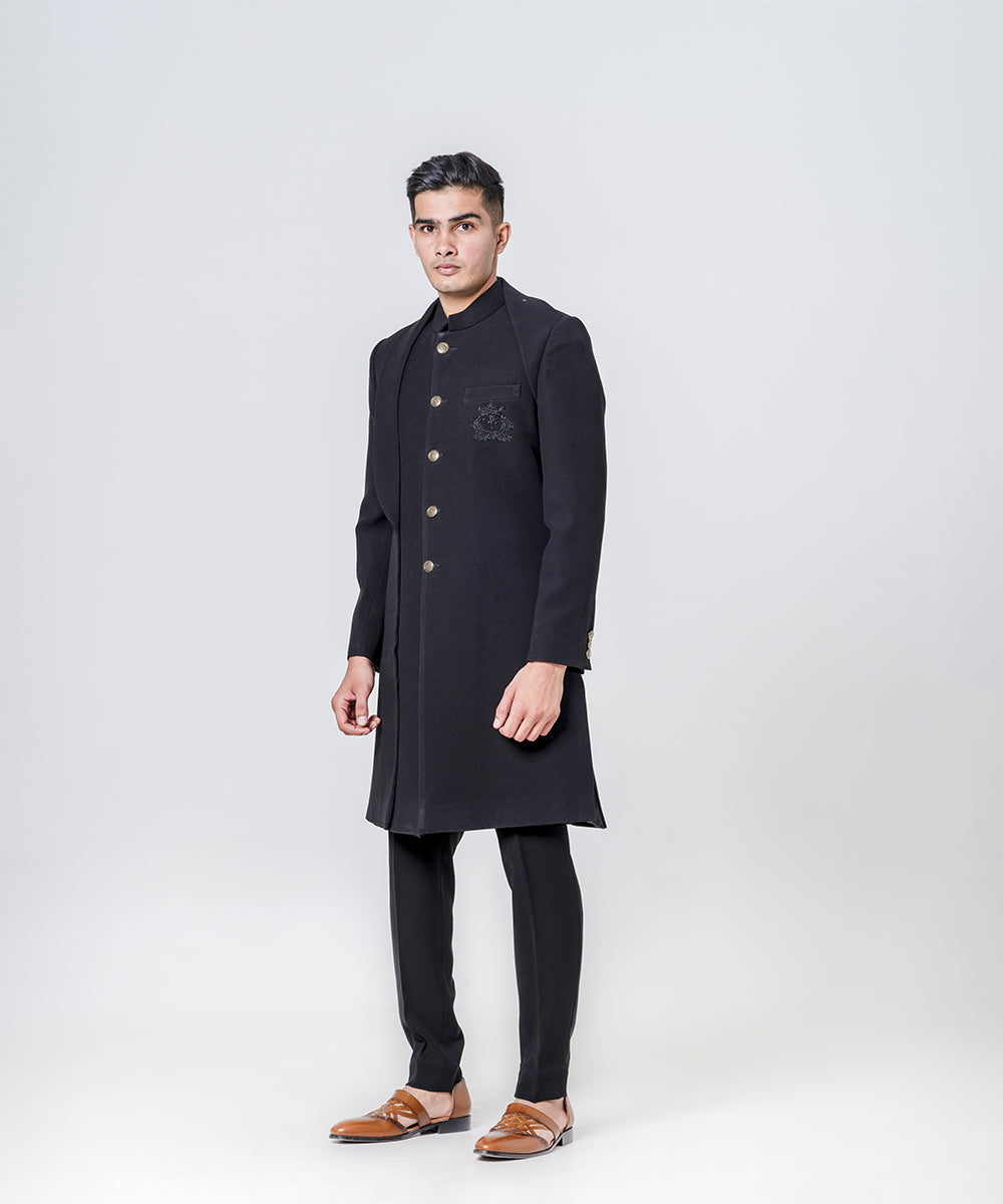 Sherwani Enhanced With Patch Pocket Work Paired With Trousers