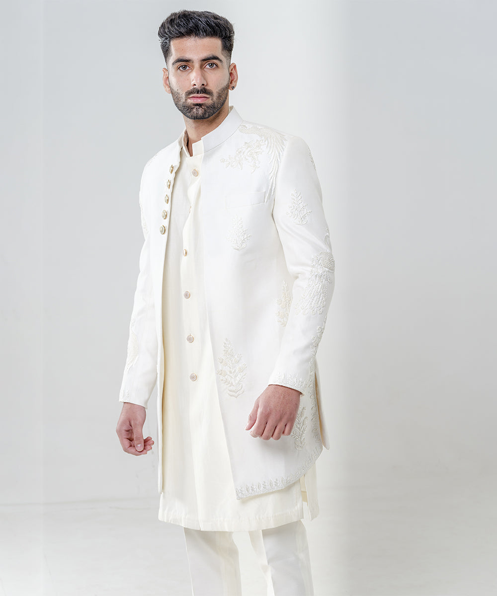 Ivory Elemental Embroidered Open Jacket