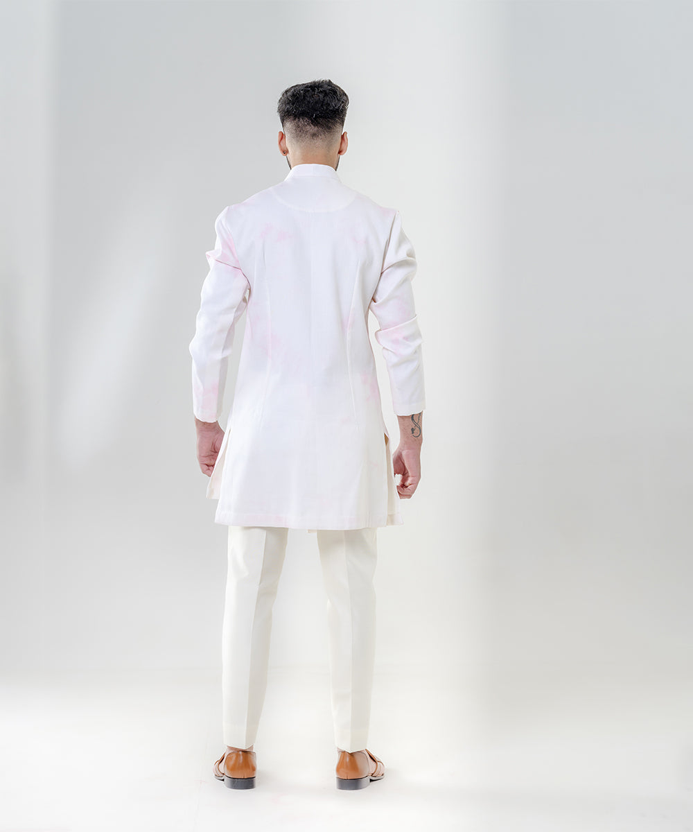 Ivory And Pink  Marble Dyeing Kurta