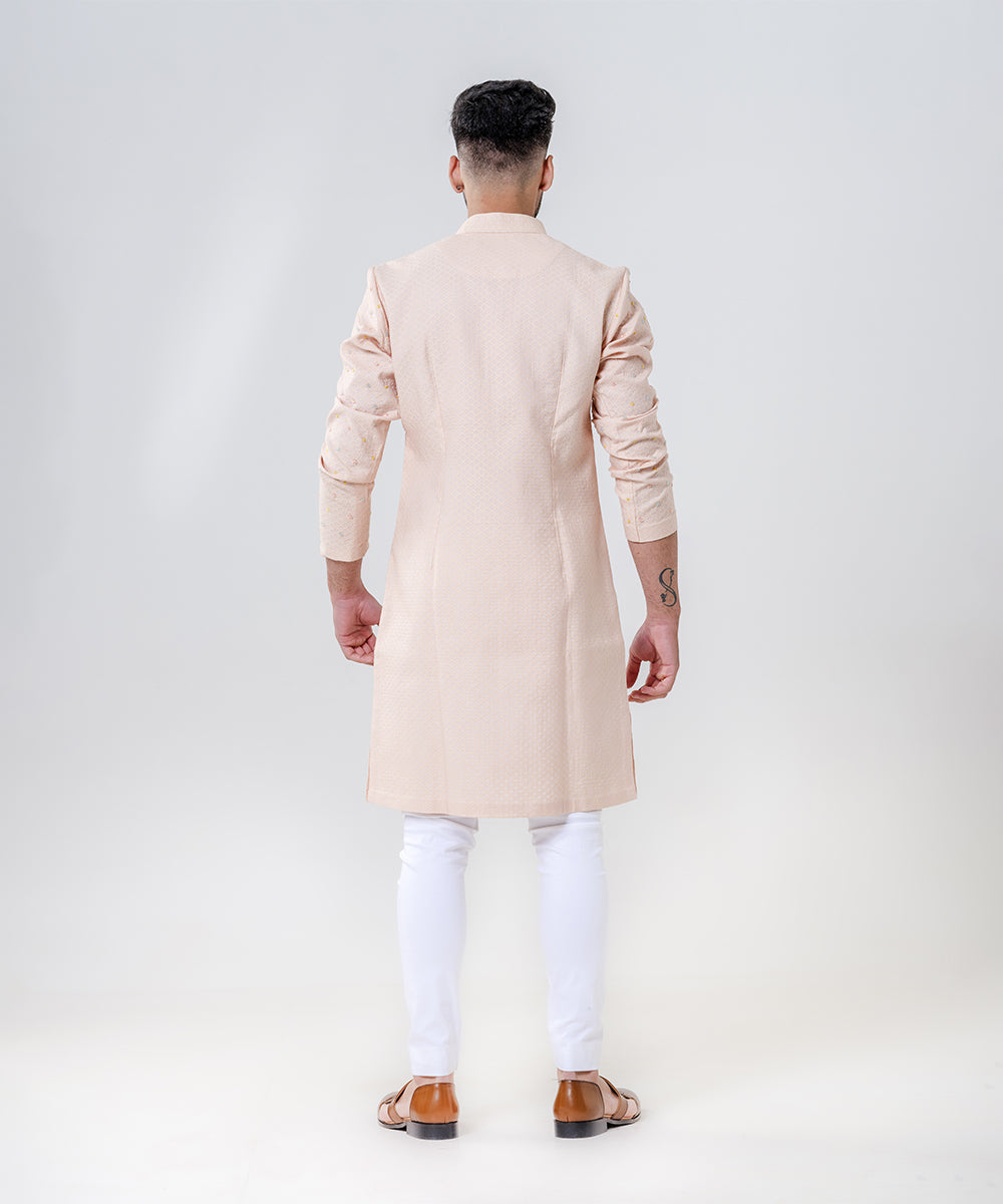 Salmon Pink Self Chanderi Kurta