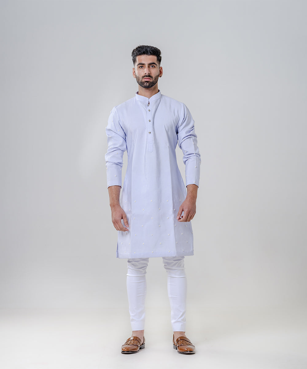 Powder Blue Chanderi Kurta