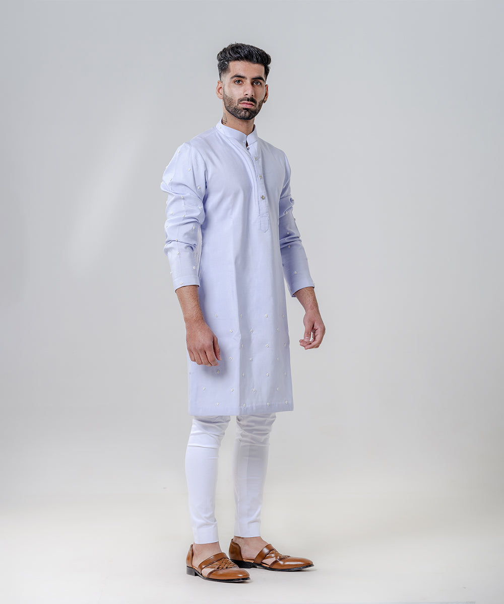 Powder Blue Chanderi Kurta