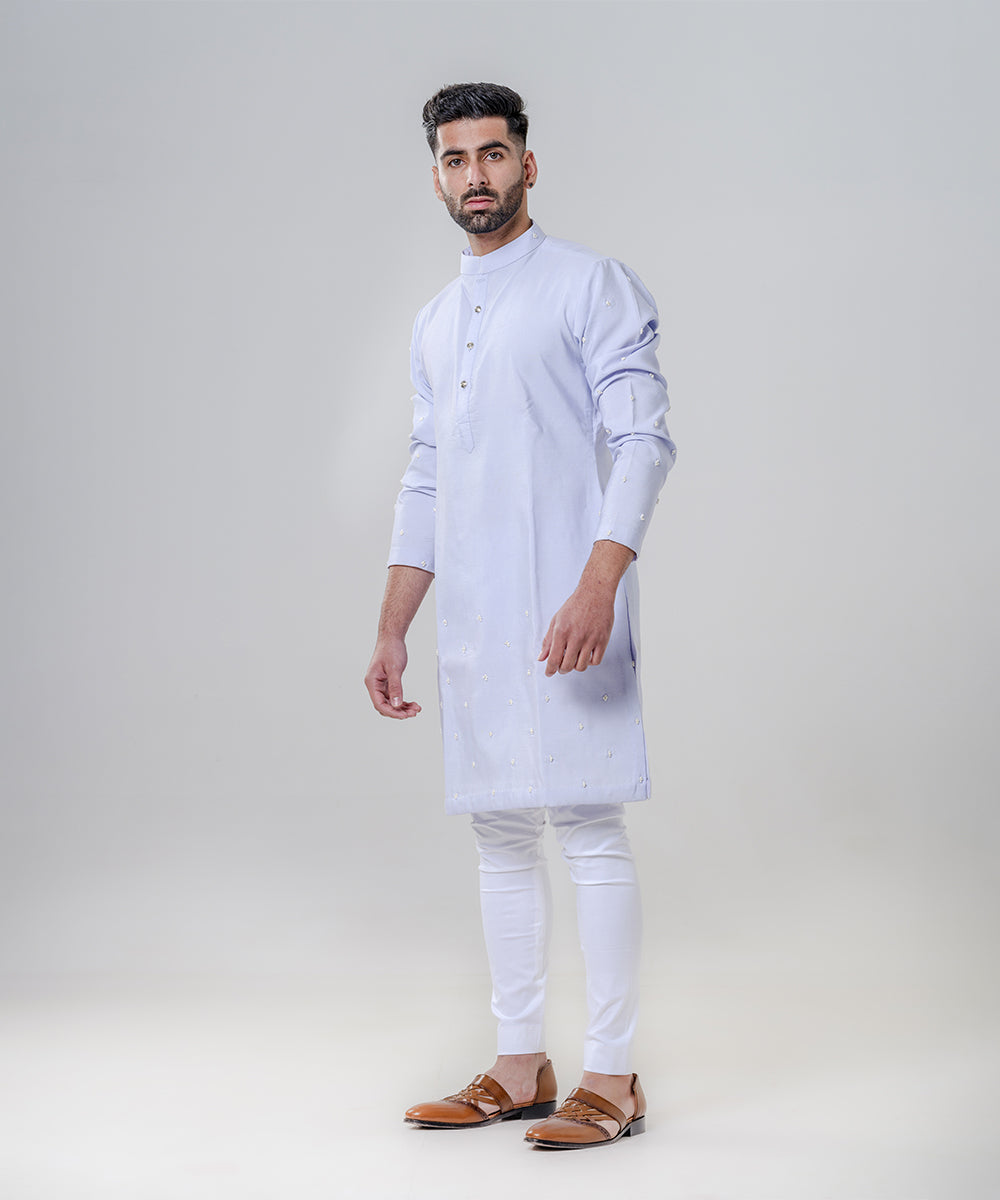 Powder Blue Chanderi Kurta