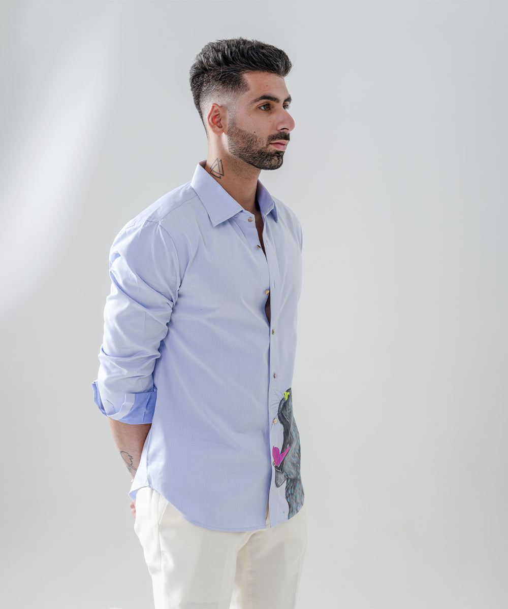 Hand Painted Light Blue Shirt