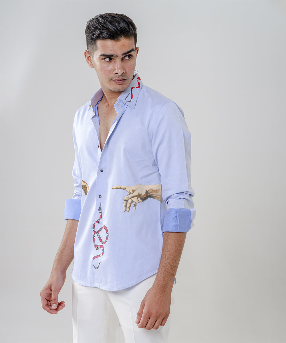 Hand Painted Light Blue Shirt