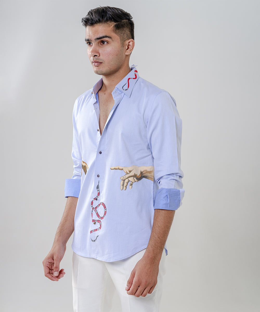 Hand Painted Light Blue Shirt