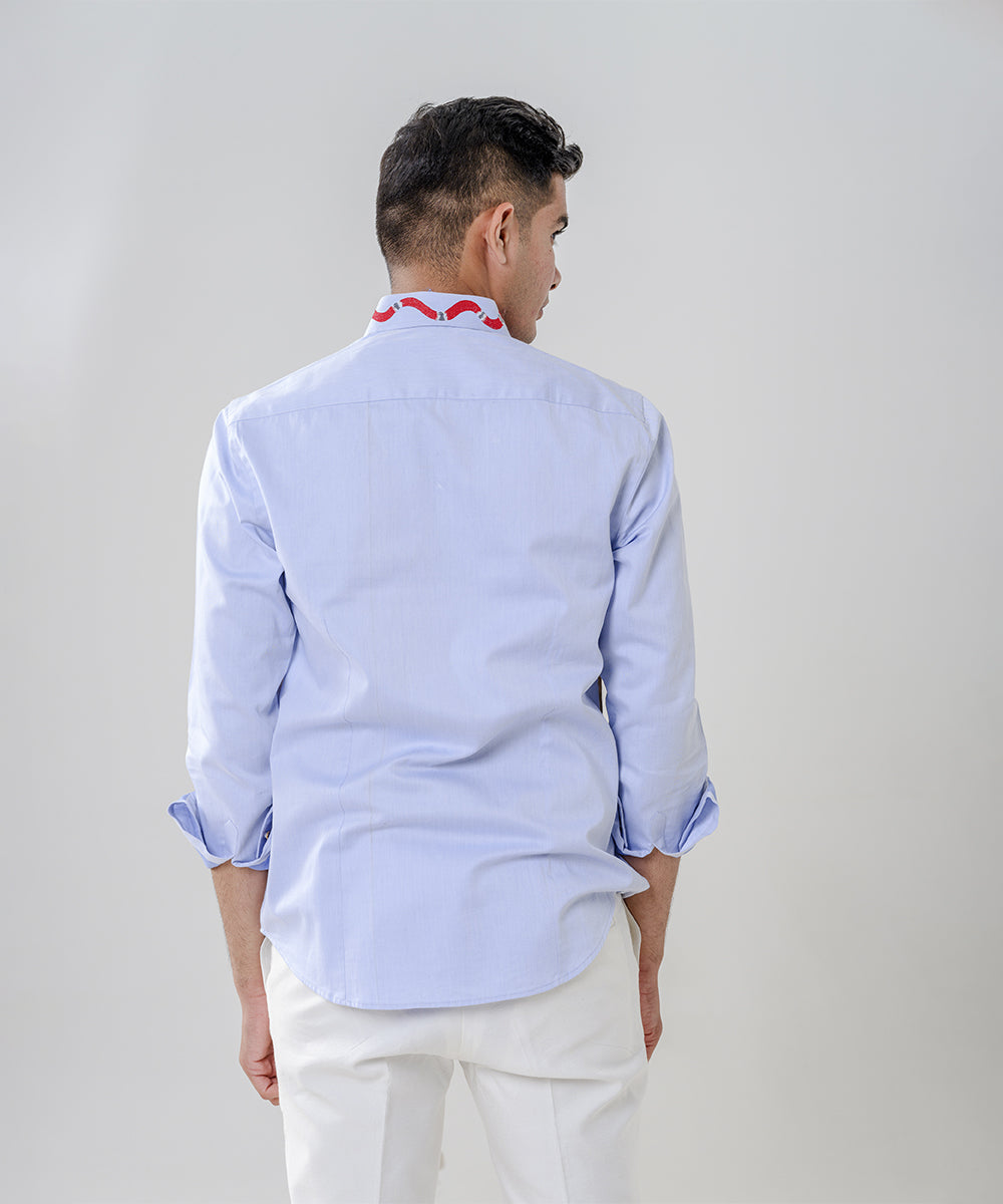 Hand Painted Light Blue Shirt