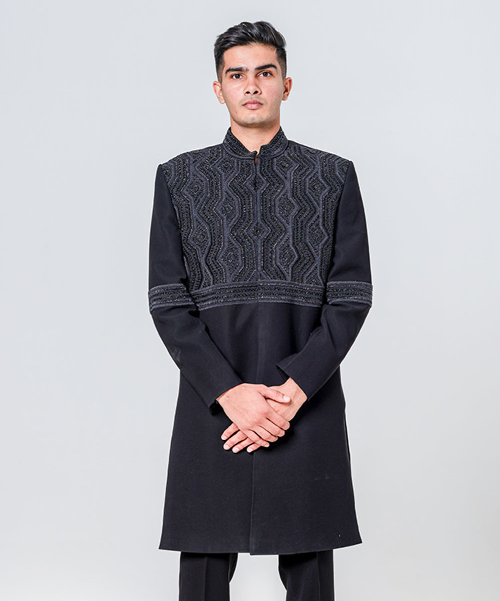 Black Fully Embellished Sherwani