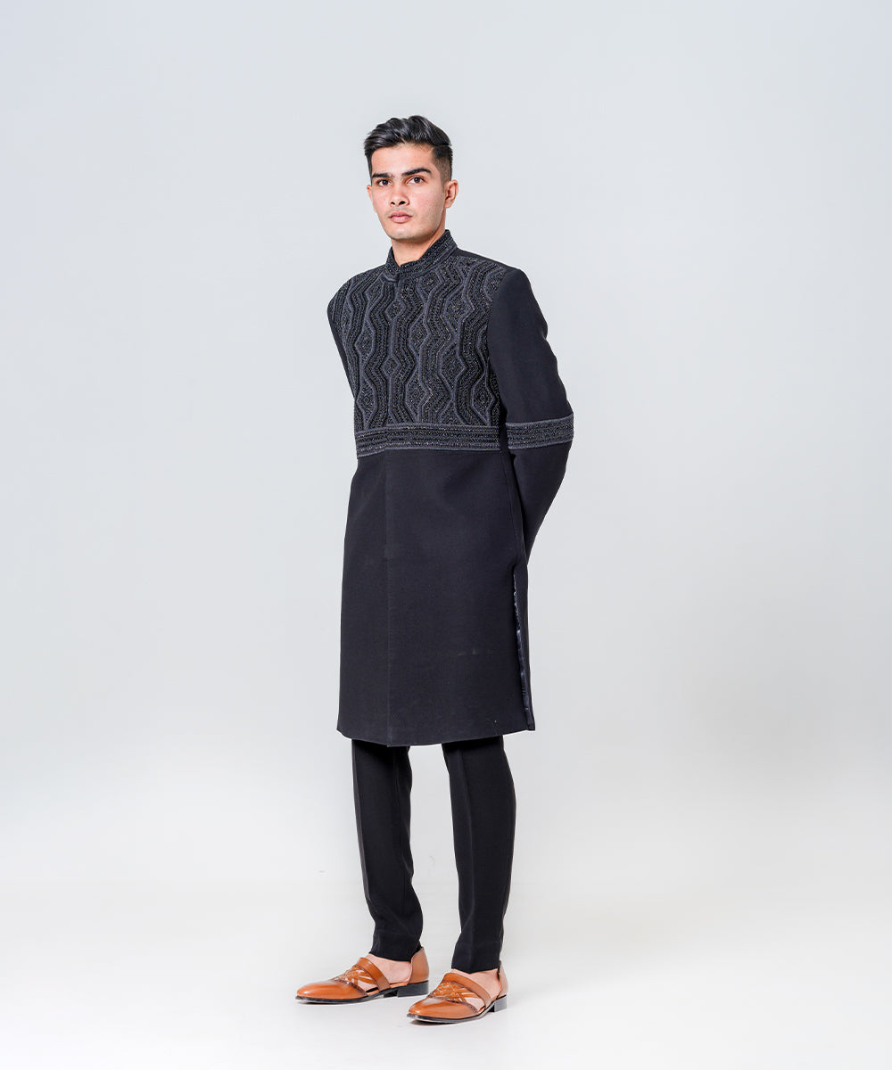 Black Fully Embellished Sherwani