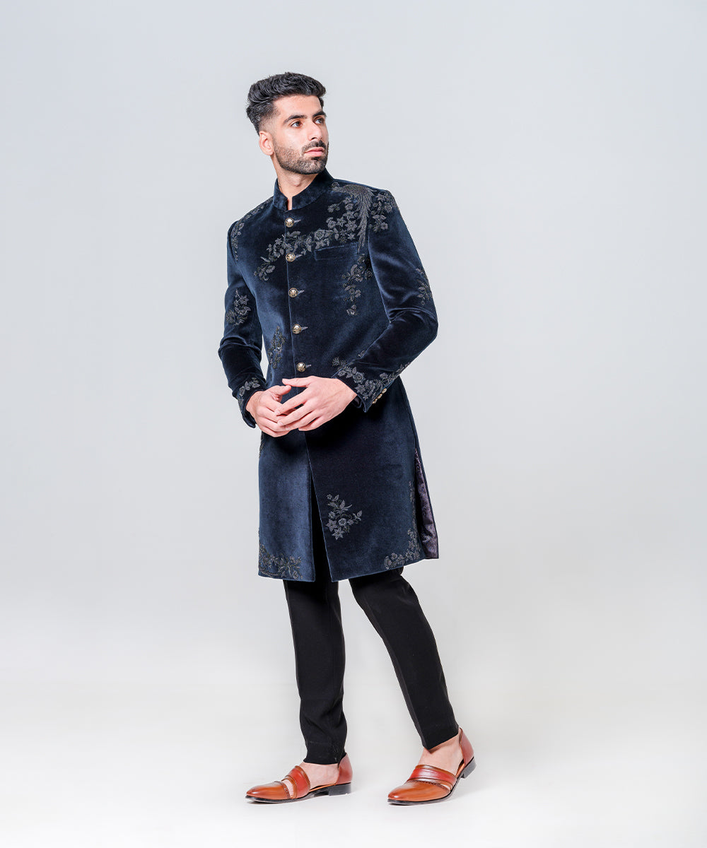 Dark Green Fully Embellished Sherwani