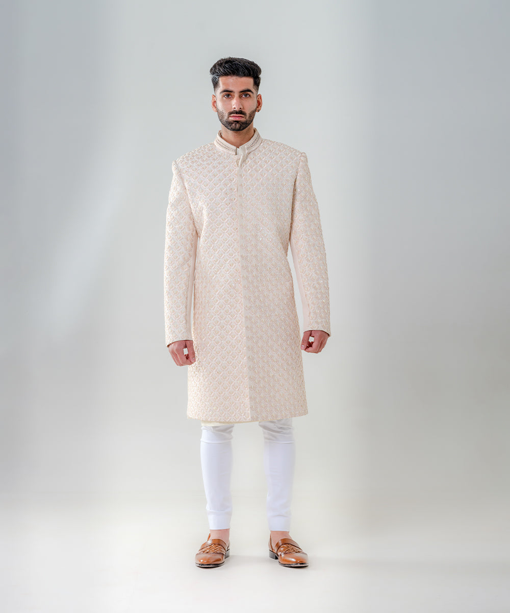 Salmon Pink Fully Embellished Sherwani