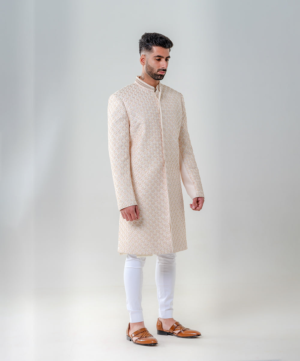 Salmon Pink Fully Embellished Sherwani