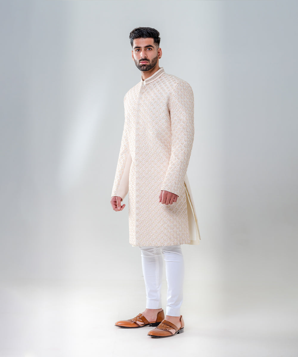 Salmon Pink Fully Embellished Sherwani