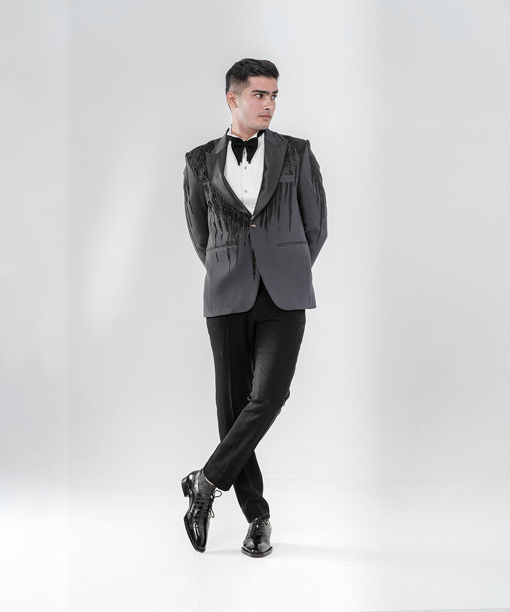 Grey Tuxedo With Shawl Lapel