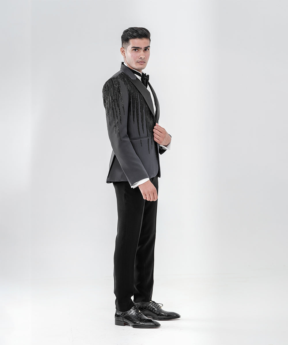 Grey Tuxedo With Shawl Lapel