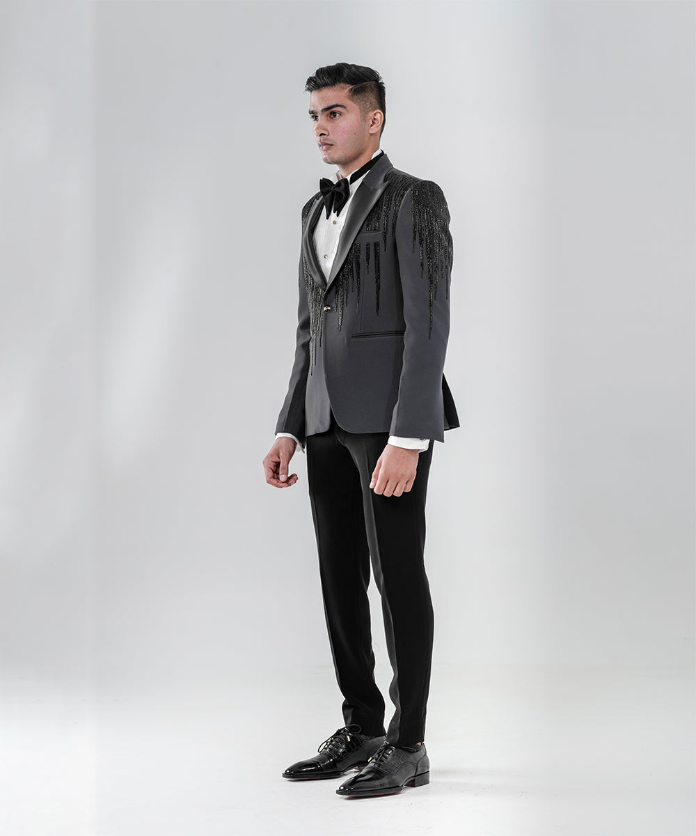 Grey Tuxedo With Shawl Lapel