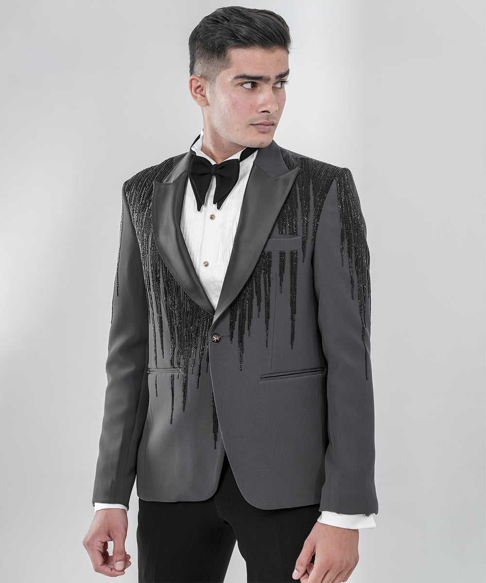 Grey Tuxedo With Shawl Lapel