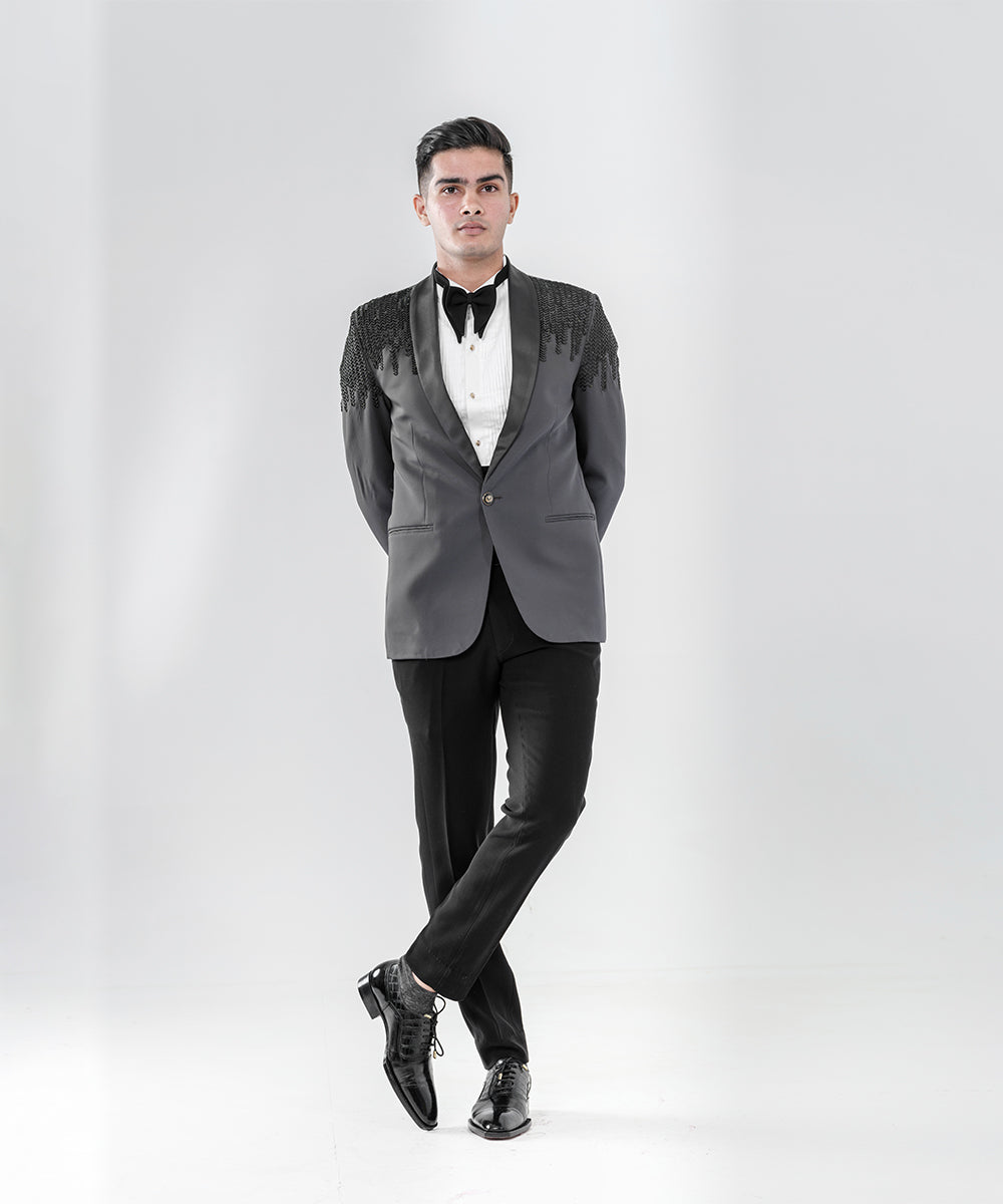 Grey Tuxedo With Shawl Lapel