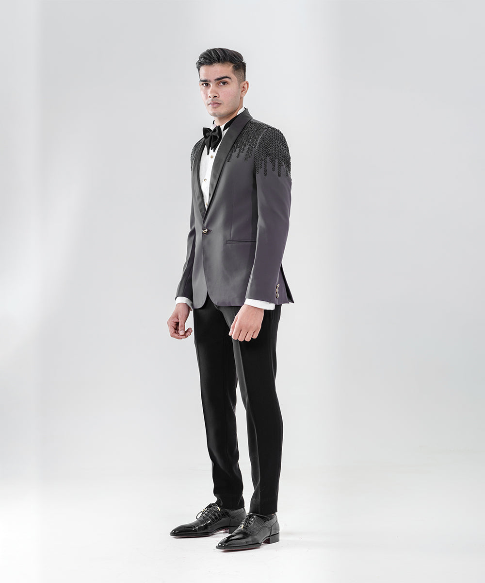 Grey Tuxedo With Shawl Lapel