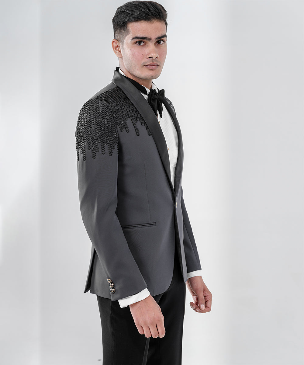 Grey Tuxedo With Shawl Lapel