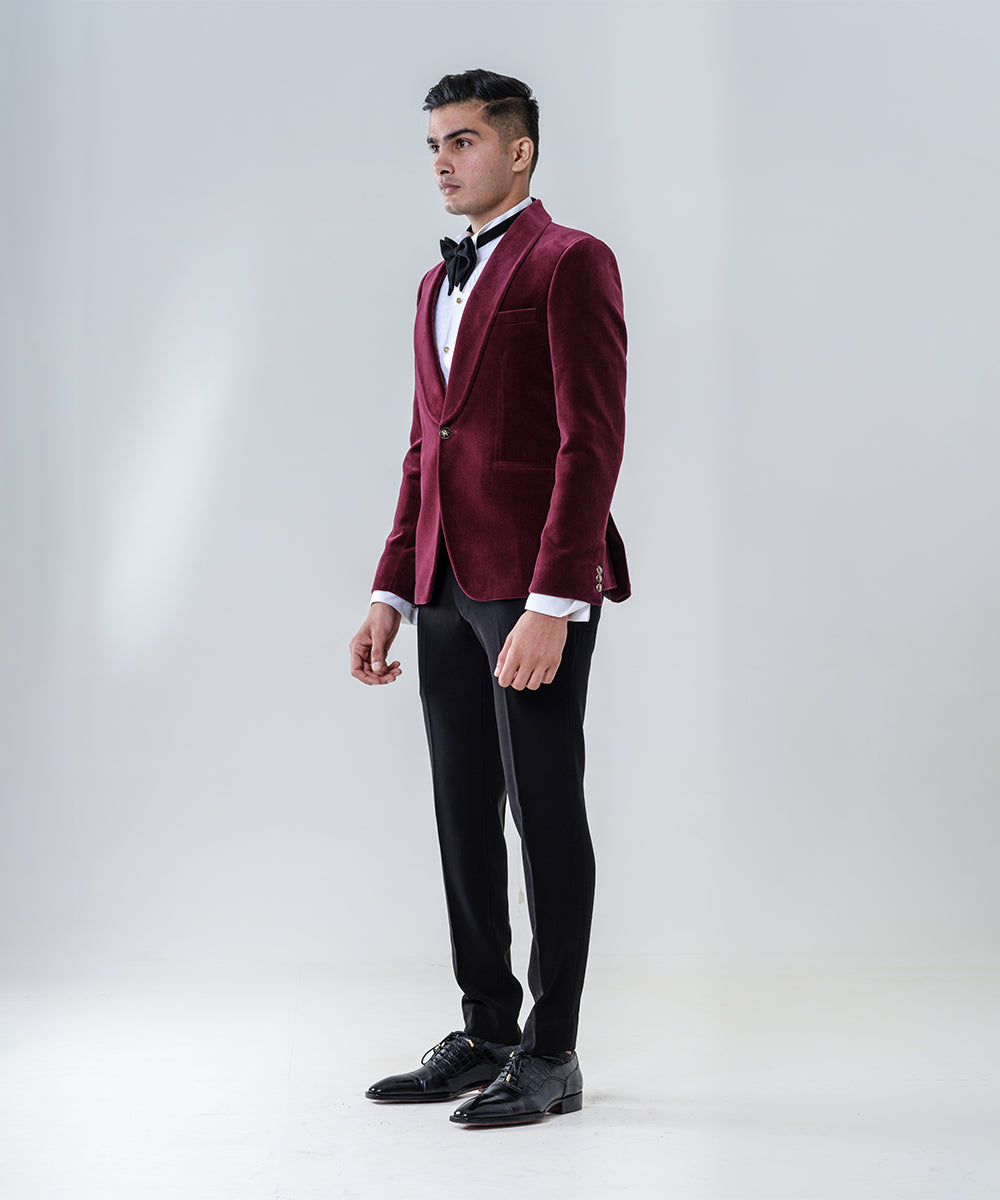 Mahroon Tuxedo With Shawl Lapel