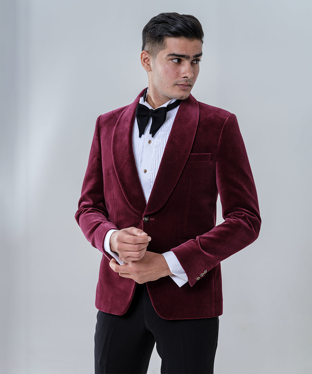 Mahroon Tuxedo With Shawl Lapel