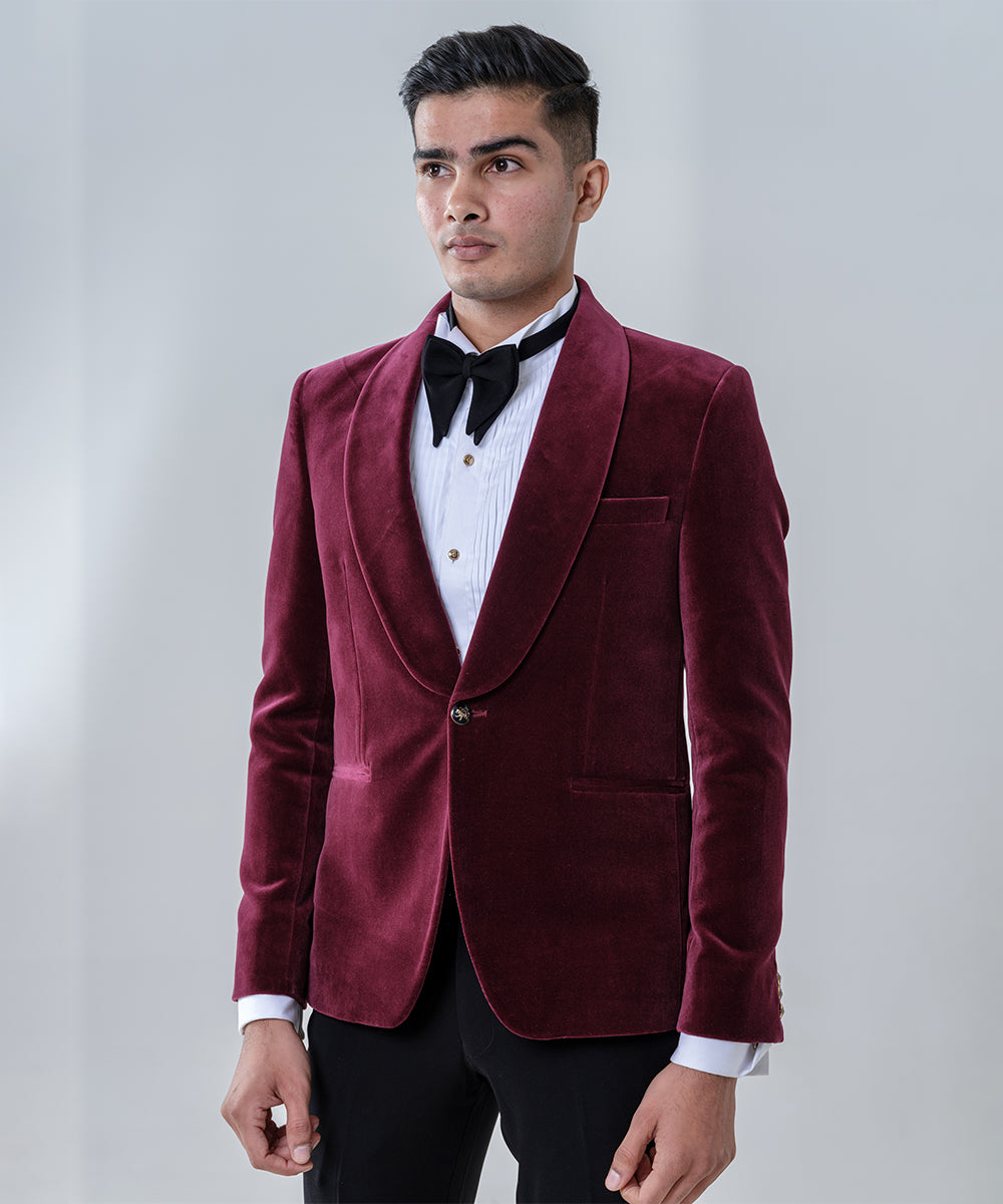 Mahroon Tuxedo With Shawl Lapel