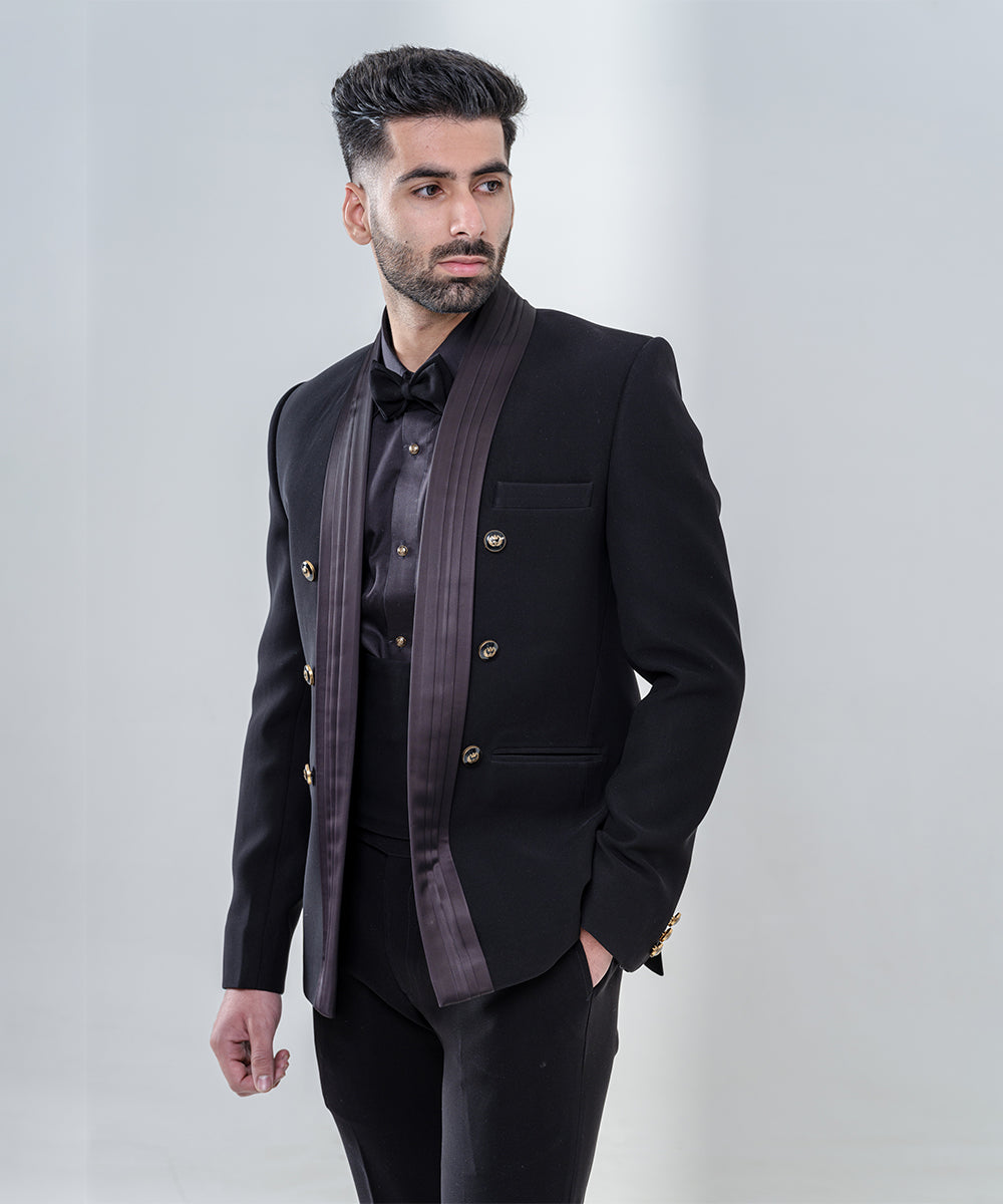 Black Tuxedo With Pleated Lapel