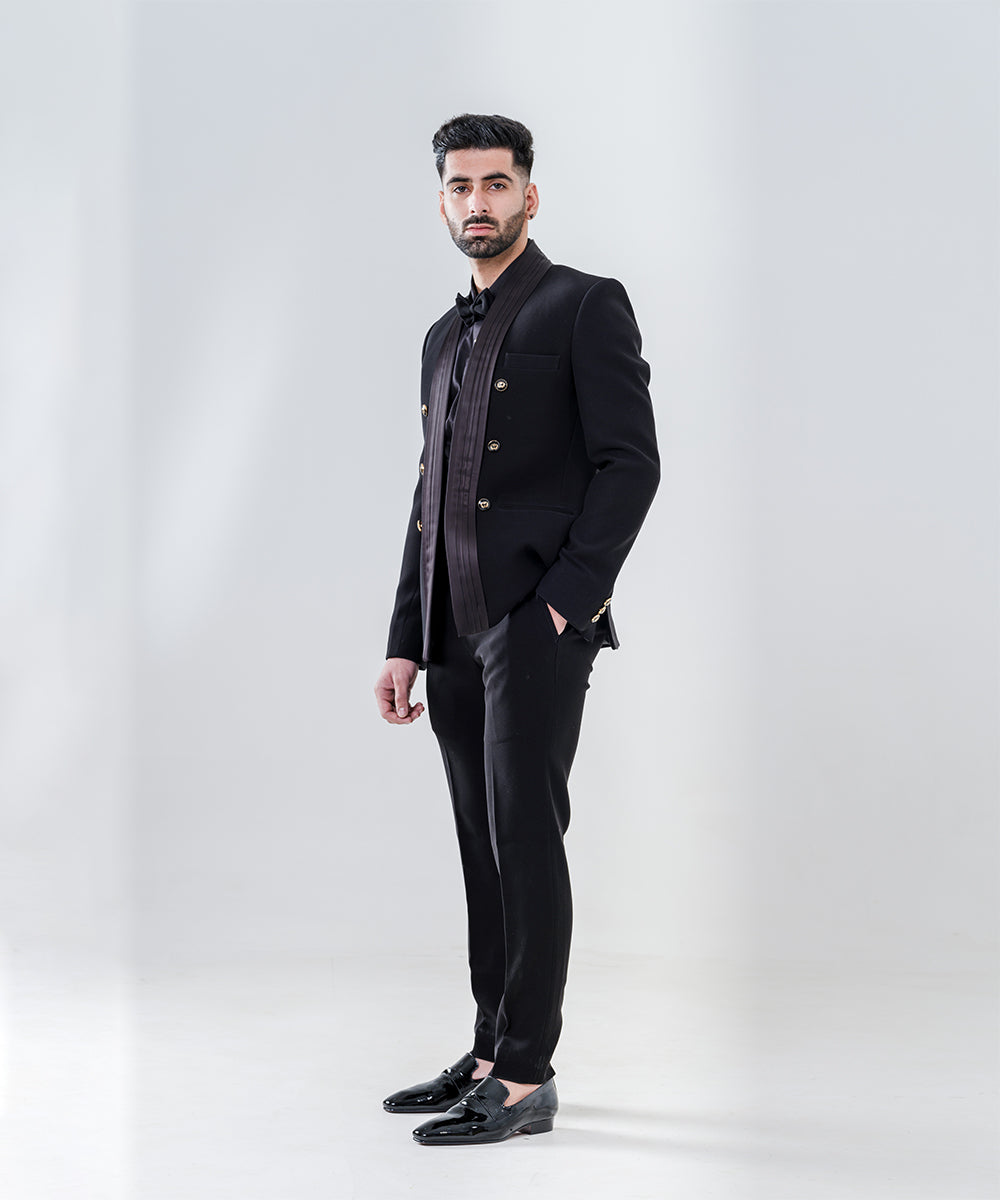 Black Tuxedo With Pleated Lapel