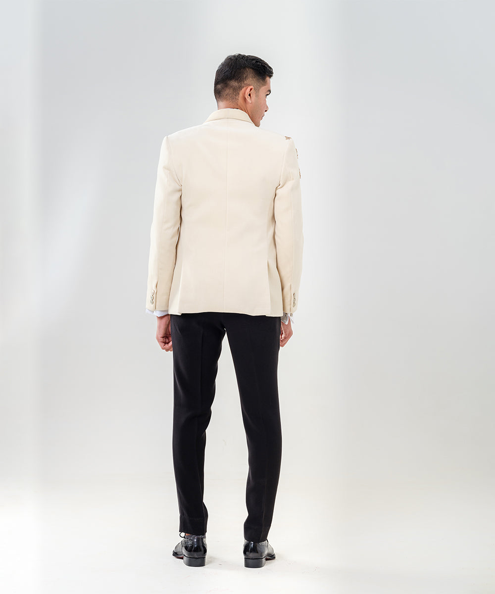 Ivory Dinner Jacket With Broad Shawl Lapel