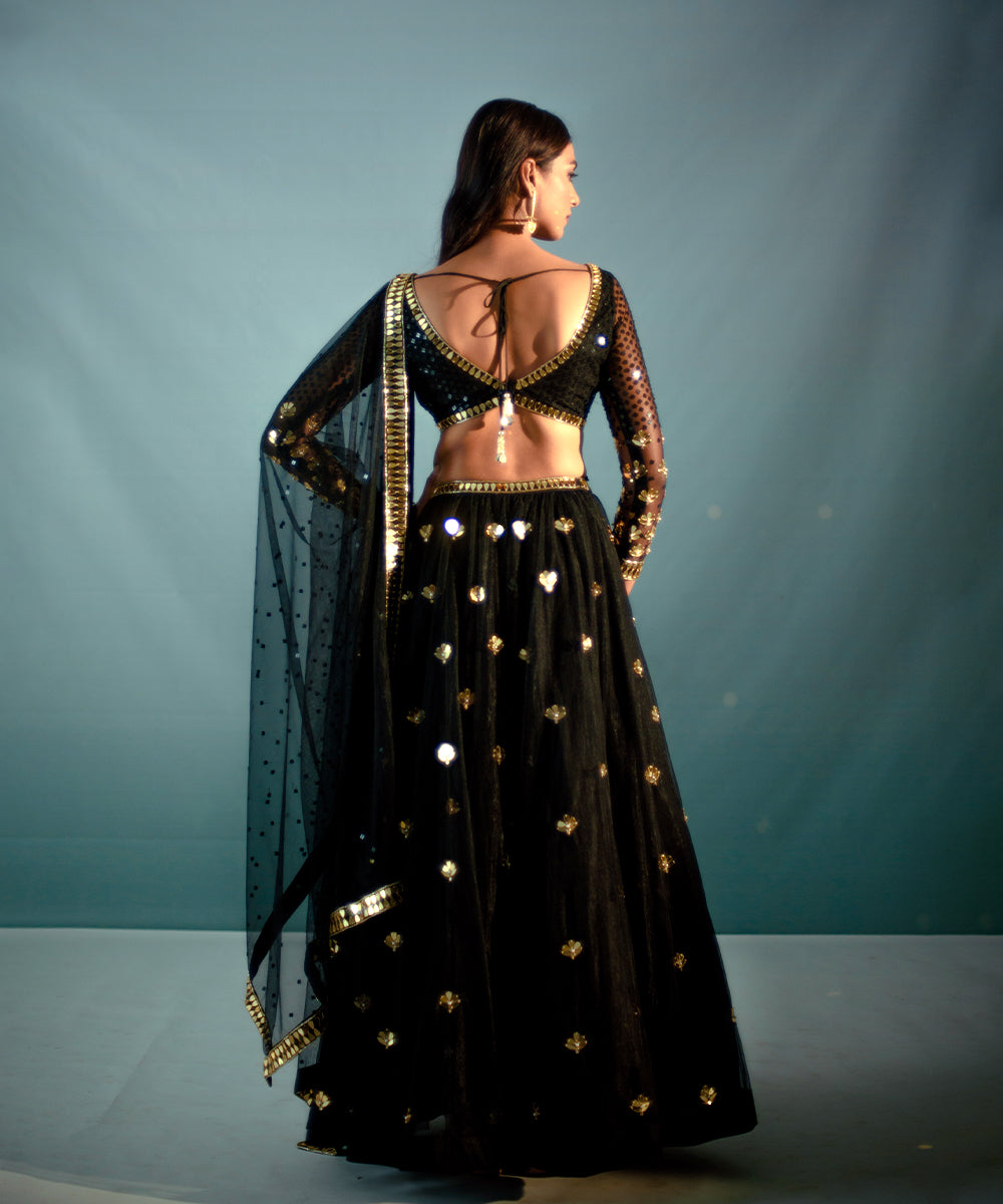 Black Embroidered Lehenga Set