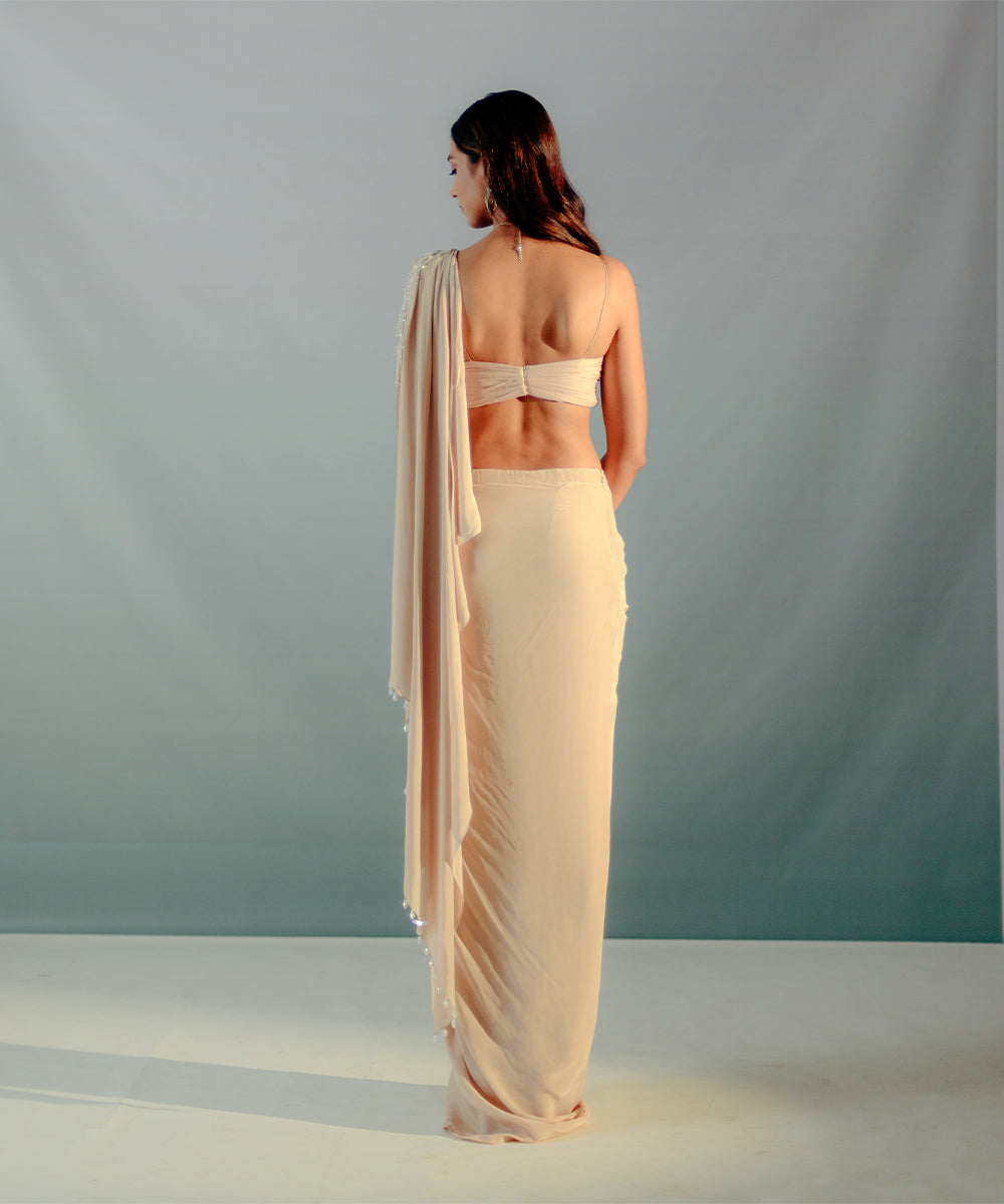 Nude Cream Concept Saree Set