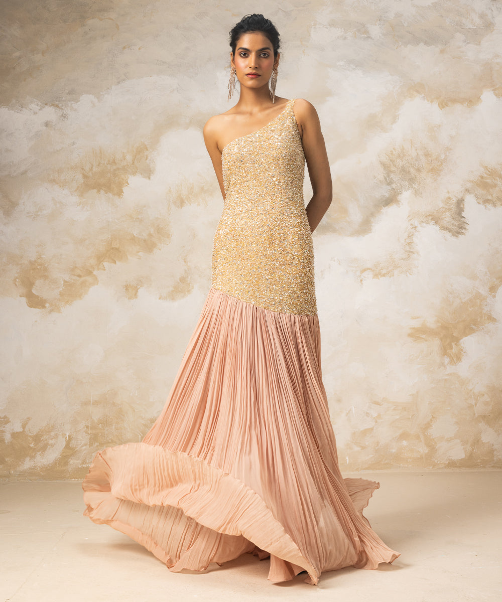 Peach One Shoulder Gown