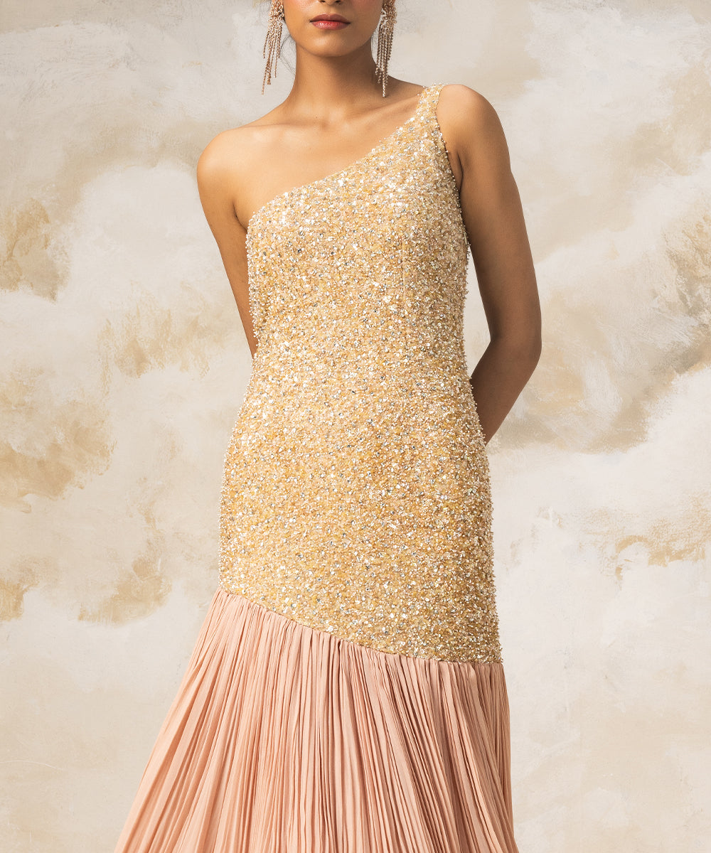 Peach One Shoulder Gown