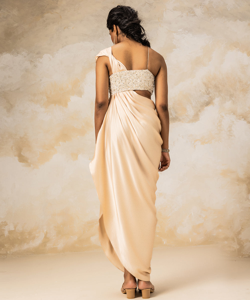 Peach One Shoulder Drape Gown