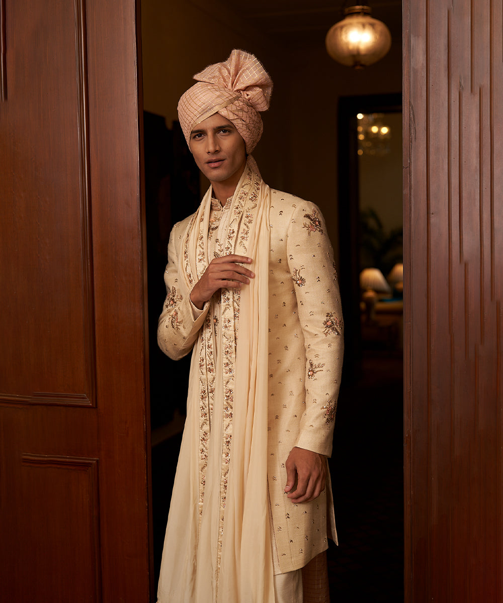 Soft petal sherwani set